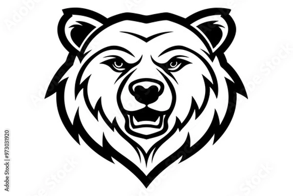 Obraz Bear head vector line art illustration