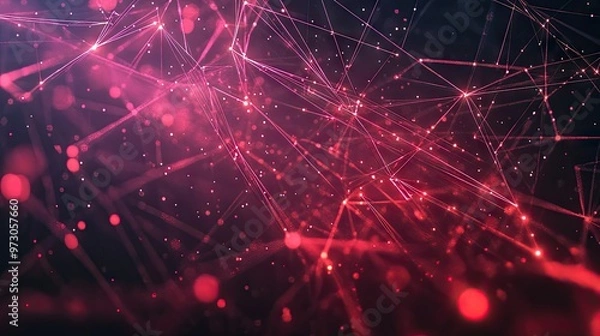 Fototapeta A futuristic abstract background with interconnected glowing lines and nodes in a digital network pattern.