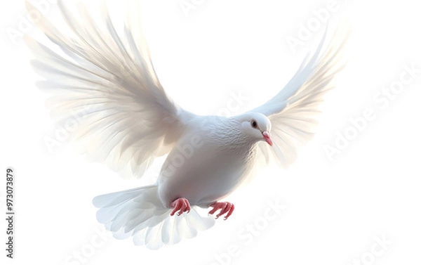 Fototapeta White dove on transparent background, png	
