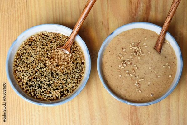 Fototapeta Gomadare is a sesame-based sauce used to enhance a variety of traditional Japanese dishes.