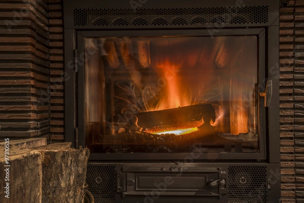 Fototapeta feu de cheminée insert