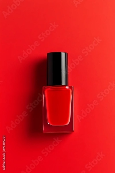 Fototapeta Bold Red Nail Polish Bottle Mockup on Minimalist Background