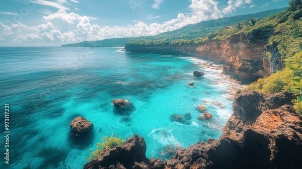 Obraz Tropical Cliffside Ocean View