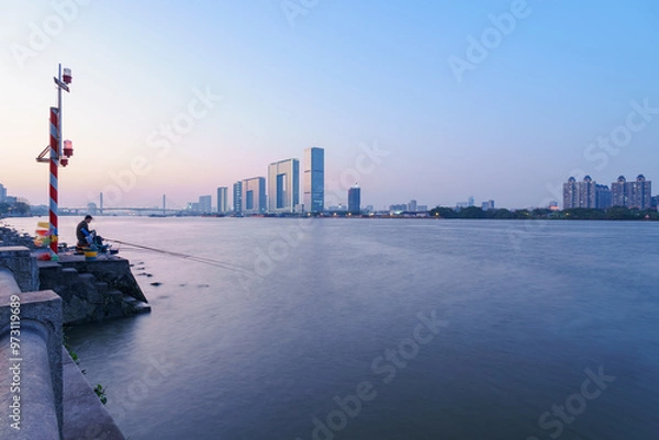 Obraz Tall Buildings in Riverside City on the Pearl River Bank, Guangzhou