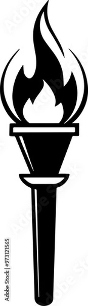 Fototapeta a fire torch silhouette vector Illustration