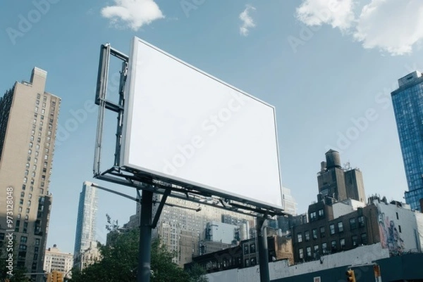 Fototapeta Billboard mockup on the background of the city A Blank Canvas for Your Next Advertising Campaign with generative ai
