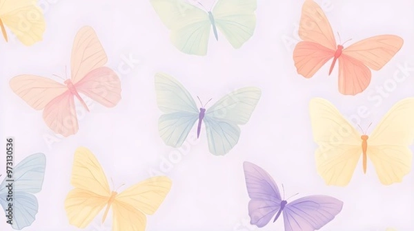 Fototapeta Pastel Butterfly Pattern Background