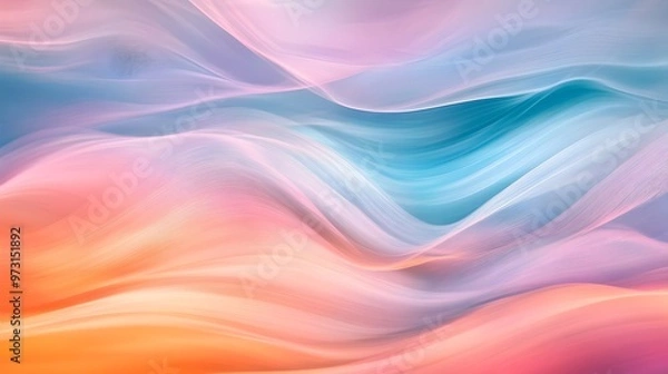 Fototapeta Mesmerizing Abstract Fluid Wave Gradient Landscape in Pastel Tones