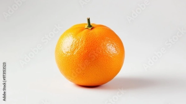 Fototapeta A single orange on a white background, showcasing its vibrant color and texture.
