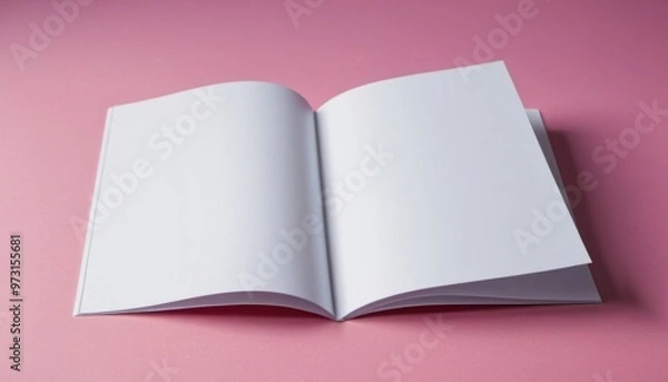 Fototapeta mockup book magazine booklet on color background top view, ai generated, ai