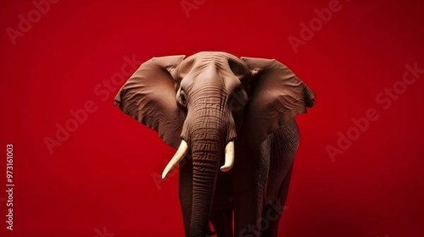 Fototapeta elephant on red background