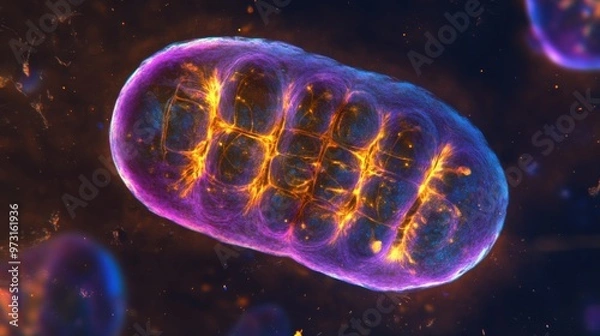 Fototapeta Vibrant Visualization of a Mitochondrion Under Microscope