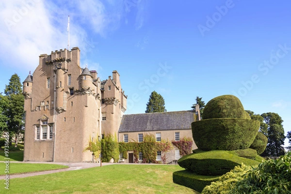 Fototapeta View of Crathes Castle in Scotland. Crathes is a 16th-century castle near Banchory in the Aberdeenshire region of Scotland. The castle and grounds are open to the public.