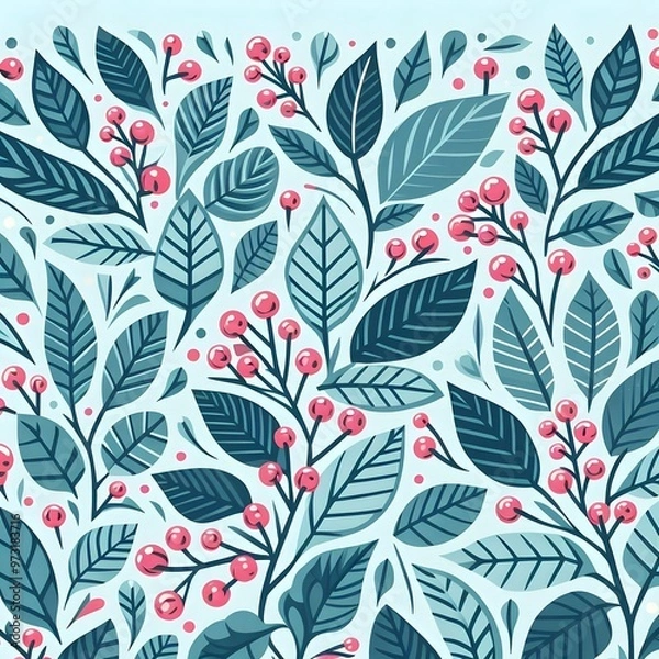 Fototapeta A wallpaper of seamless leaves pattern background 
