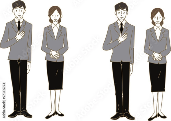 Obraz スーツの男性と女性