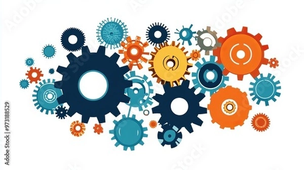 Fototapeta A picture of interlocked gears. A design for machines or technology. A vector image.