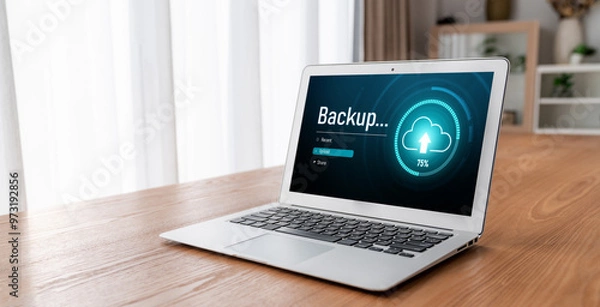 Fototapeta Backup Storage Data Internet Technology Business concept. Database storage cloud technology file data transfer sharing, cyber, big data information, internet banking application download upload snugly