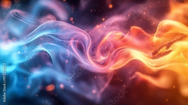 Fototapeta A holographic wave of shapes and colors, mimicking the movement of water or smoke, blending various shades and textures seamlessly