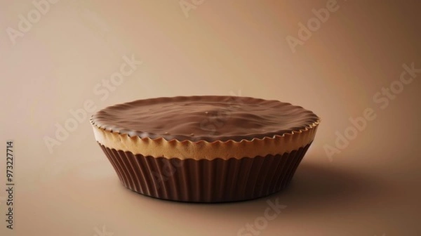 Obraz Silky Smooth Chocolate Tart on Beige Background