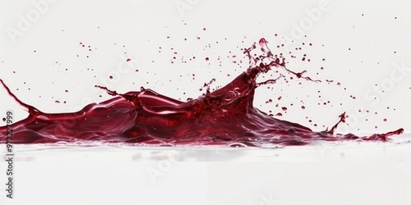 Fototapeta A splash of red liquid on a white surface