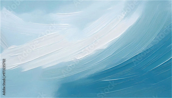 Obraz 淡いホワイトやライトブルーの単色背景に、ラフなペイントストロークのテクスチャがほんの少し見えるデザイン