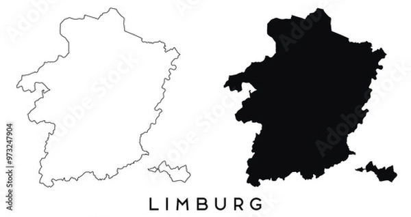 Fototapeta Limburg map outline and black silhouette vector