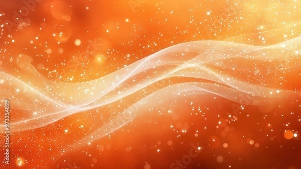 Fototapeta A bright orange background with a wave of white and orange dots