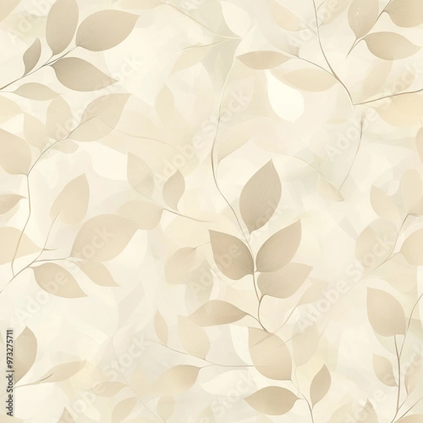 Fototapeta A seamless pattern of abstract beige leaves on a light background. The delicate and neutral tones are ideal for modern and minimalist designs focused on subtle elegance.