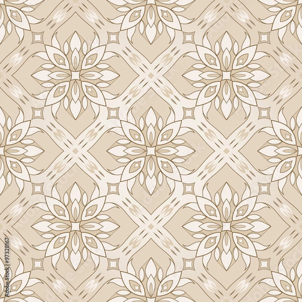 Fototapeta Filigree seamless beige texture.