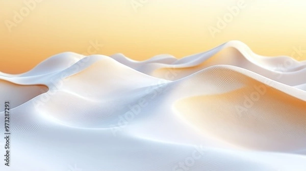 Fototapeta Abstract 3D wavy surface with soft light background.