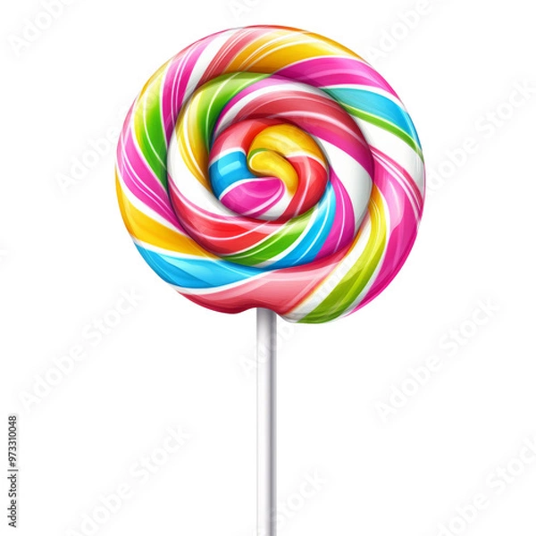 Fototapeta Colorful spiral lollipop on a white background isolated transparent