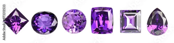Obraz Elegant Purple Amethyst Gemstones Collection – Various Cut Styles