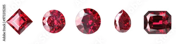 Obraz Brilliant Red Garnet Gemstones Collection – Various Cut Styles