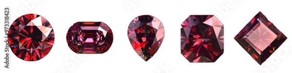 Obraz Brilliant Red Garnet Gemstones Collection – Various Cut Styles