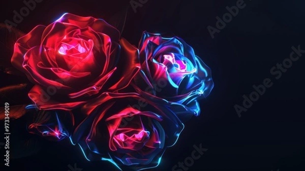 Obraz Neon Rose Bouquet