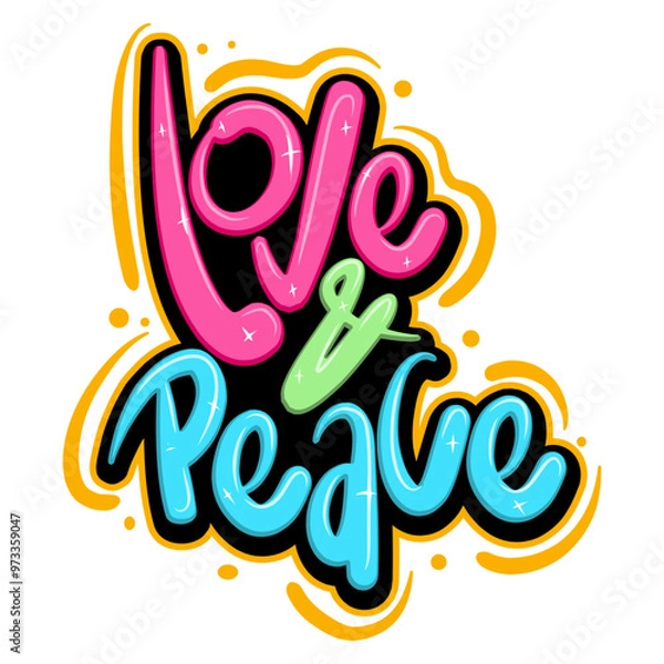 Obraz love and peace colorful motivational typography
