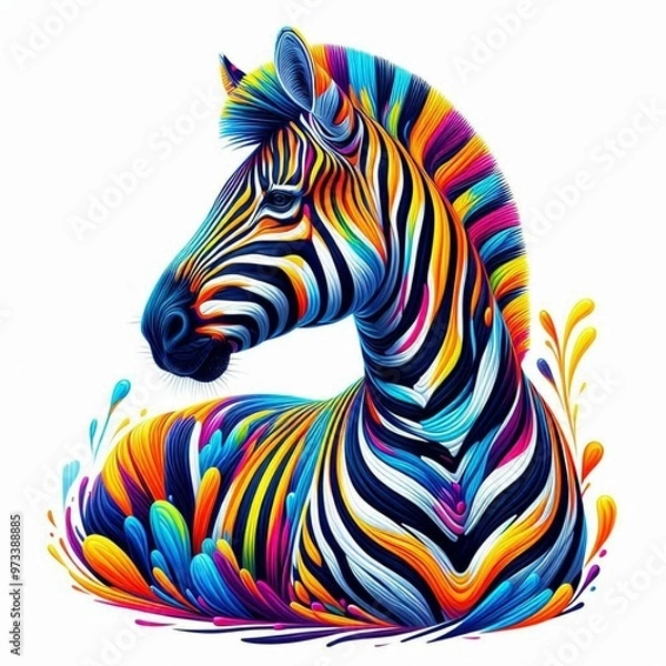 Fototapeta Colourful Zebra Portrait Wallpaper