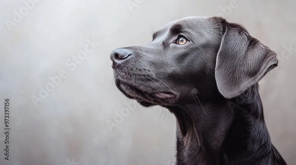 Obraz An Elegant and Captivating Portrait of a Black Labrador with a Charming Side Profile