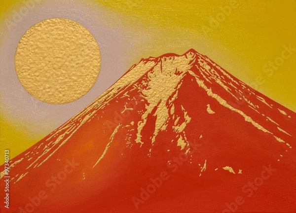 Obraz 金の太陽の赤富士