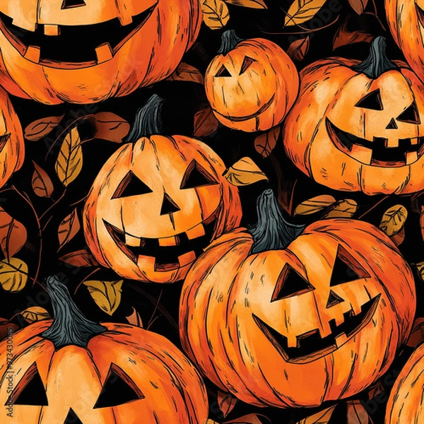 Fototapeta halloween pumpkin seamless pattern