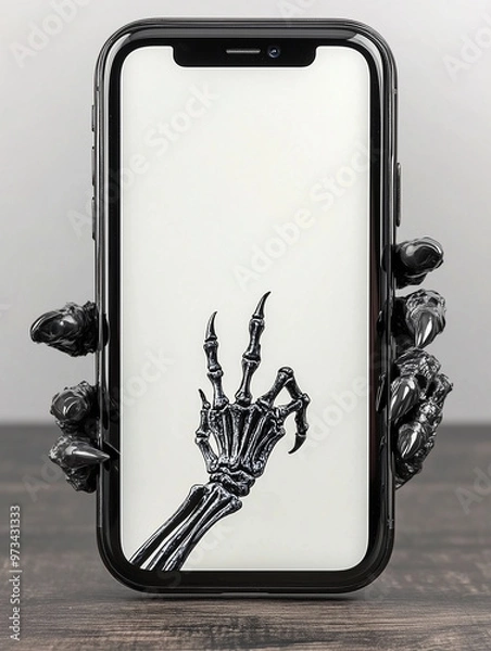 Obraz alien claws smartphone bones hand