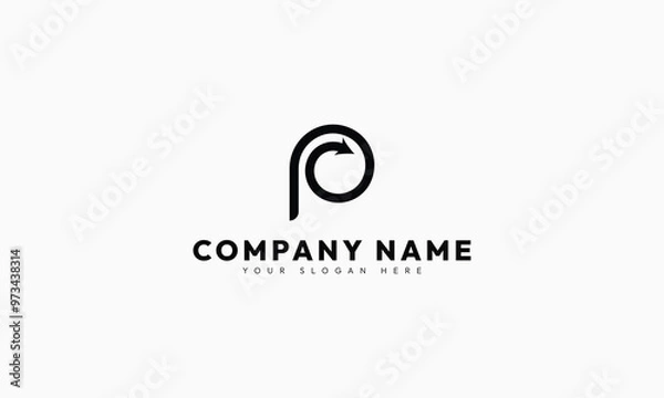 Fototapeta Initials P and C monogram vector logo with arrow design