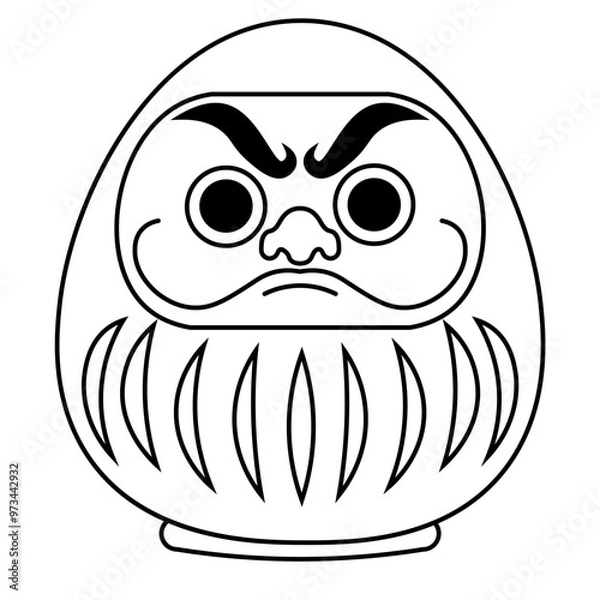 Obraz シンプルな達磨の線画イラスト