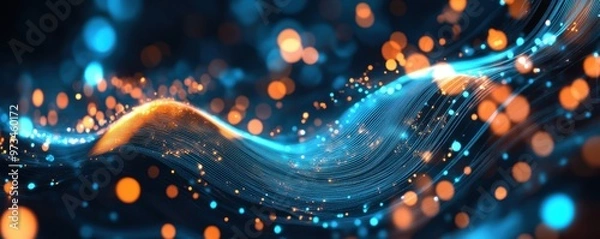 Obraz Digital background perfect for tech processes, neural networks, artificial intelligence, data transfer and security, digital storage, multimedia presentations, scientific studies, education, etc.