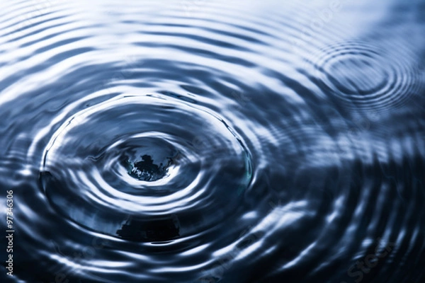 Fototapeta Abstract deep blue circle water drop ripple. Liquid texture background.