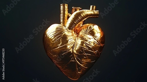 Obraz Golden Human Heart Anatomy