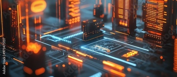 Obraz Communication network concept illustrated through graphical user interface design