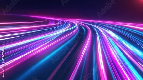 Fototapeta Neon glowing lines create a vibrant background showcasing high speed light trails A futuristic representation of dynamic motion technology