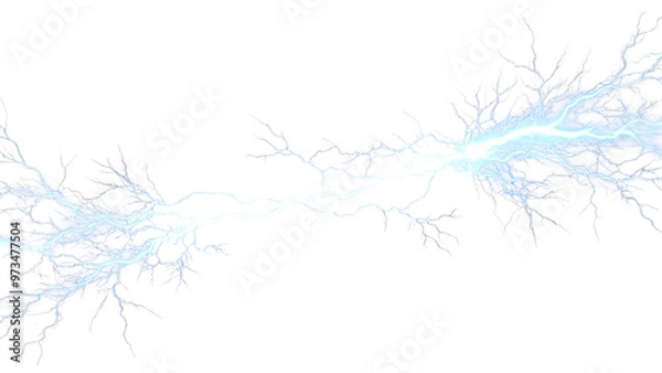 Fototapeta A vibrant, dynamic lightning bolt, showcasing electric energy and power, perfect for illustrating nature's force and scientific themes. Transparent background.
