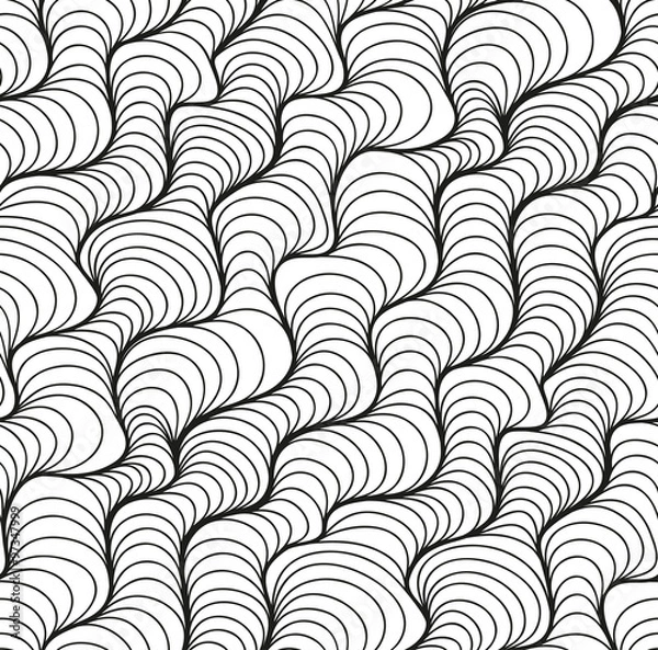 Fototapeta Vector floral background of drawn lines